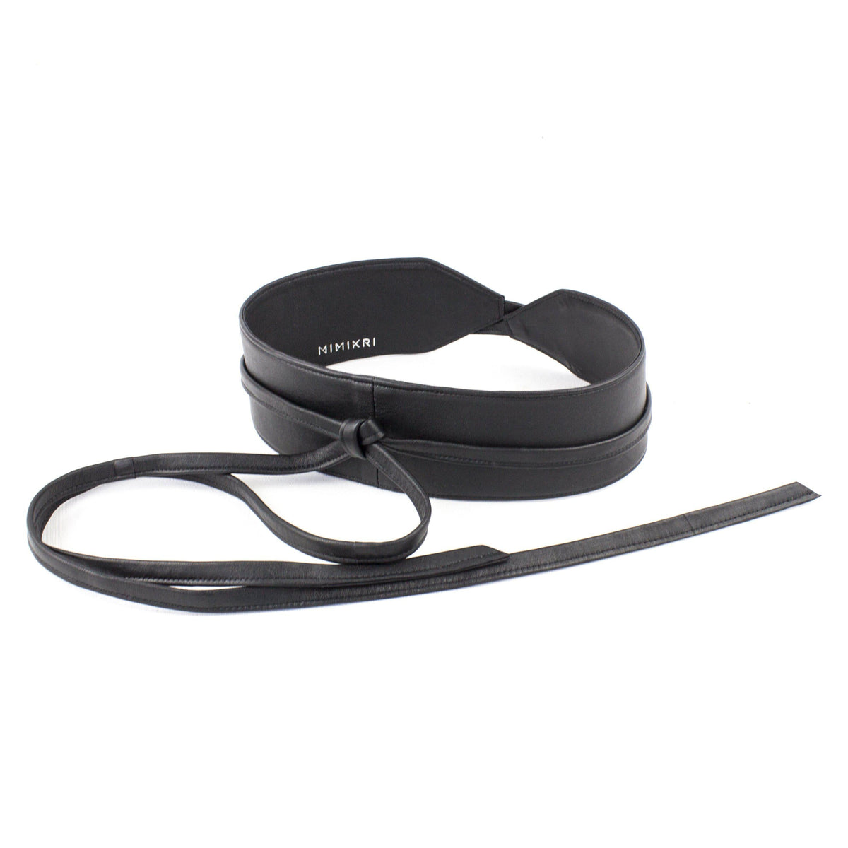 soft black leather tie belts