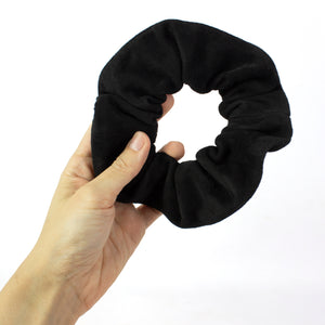 Suede scrunchie black - recycled leather hair tie