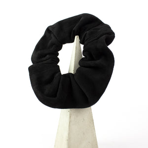 Suede scrunchie black - recycled leather hair tie