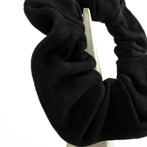 Suede scrunchie black - recycled leather hair tie