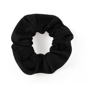 Suede scrunchie black - recycled leather hair tie