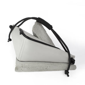 THEO light gray leather triangle-shaped bum bag