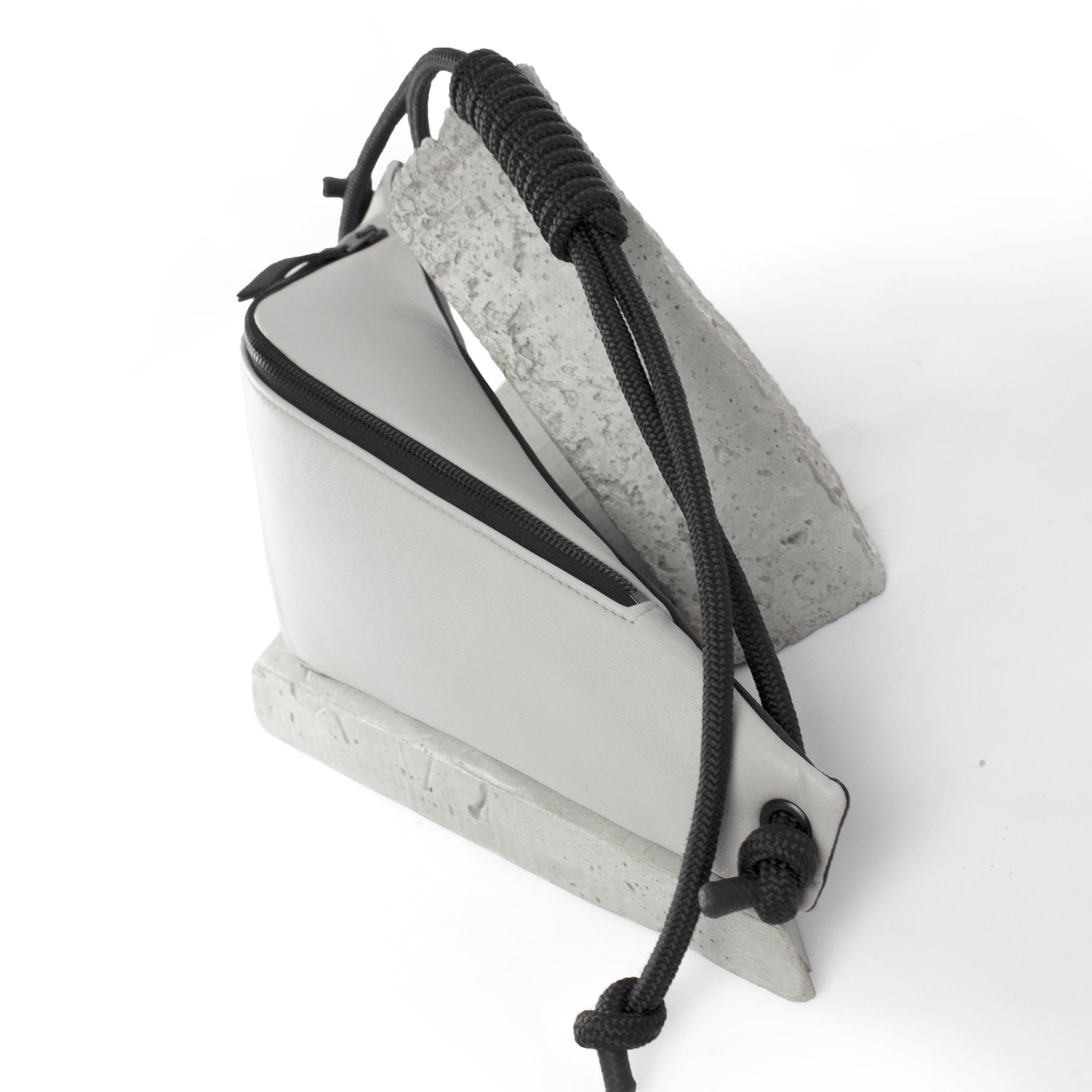 THEO light gray leather triangle-shaped bum bag