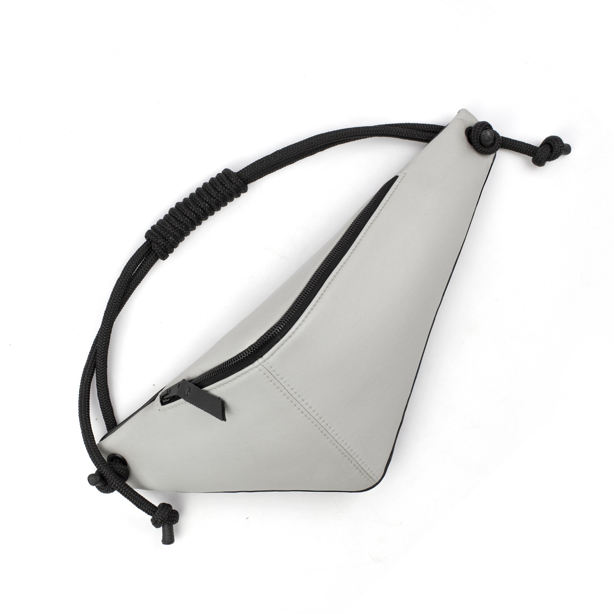 THEO light gray leather triangle-shaped bum bag