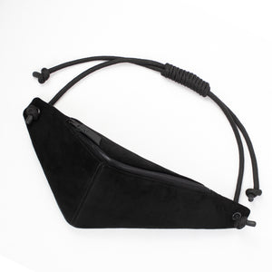 THEO Black suede leather triangle-shaped bum bag