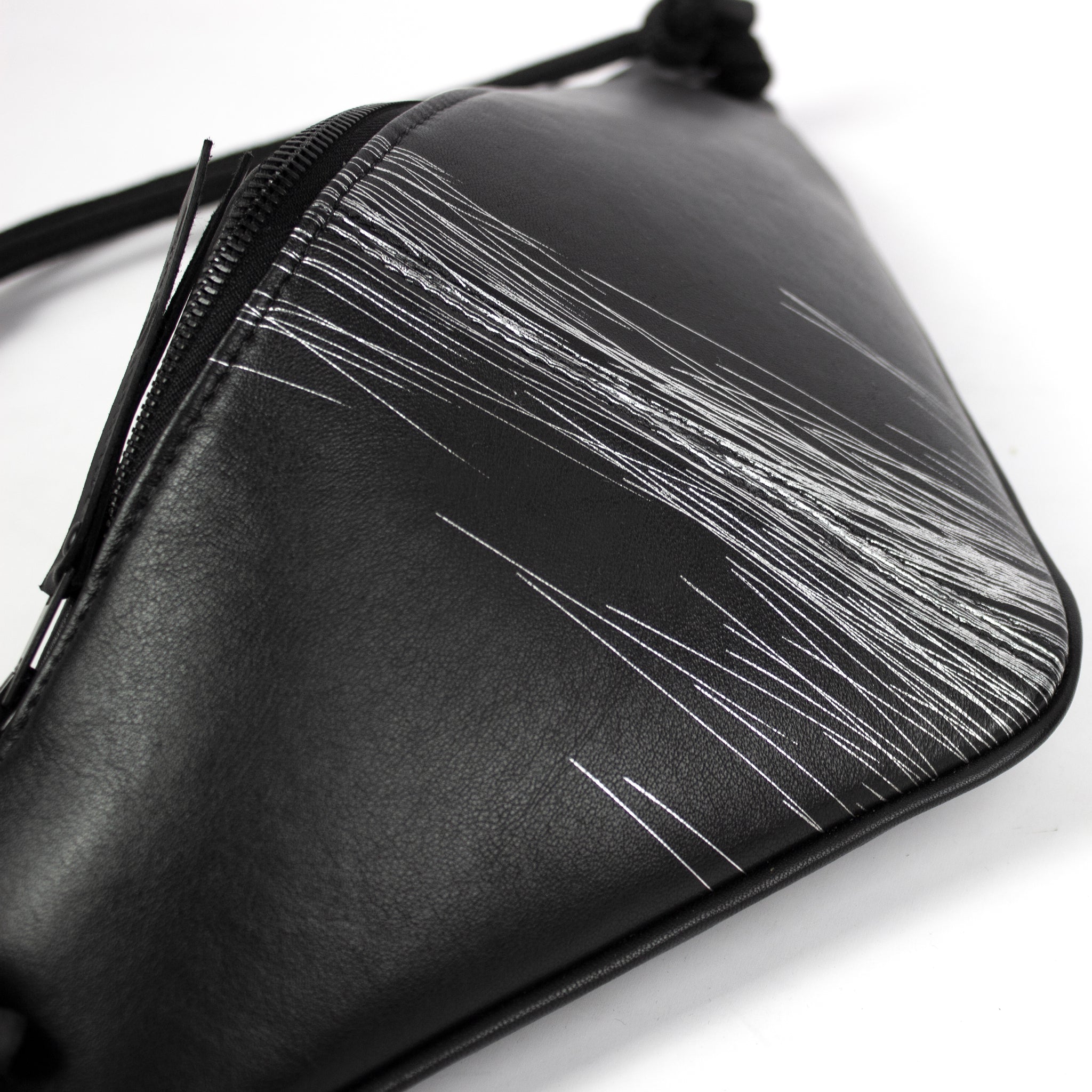 'THEO' Black leather bum bag