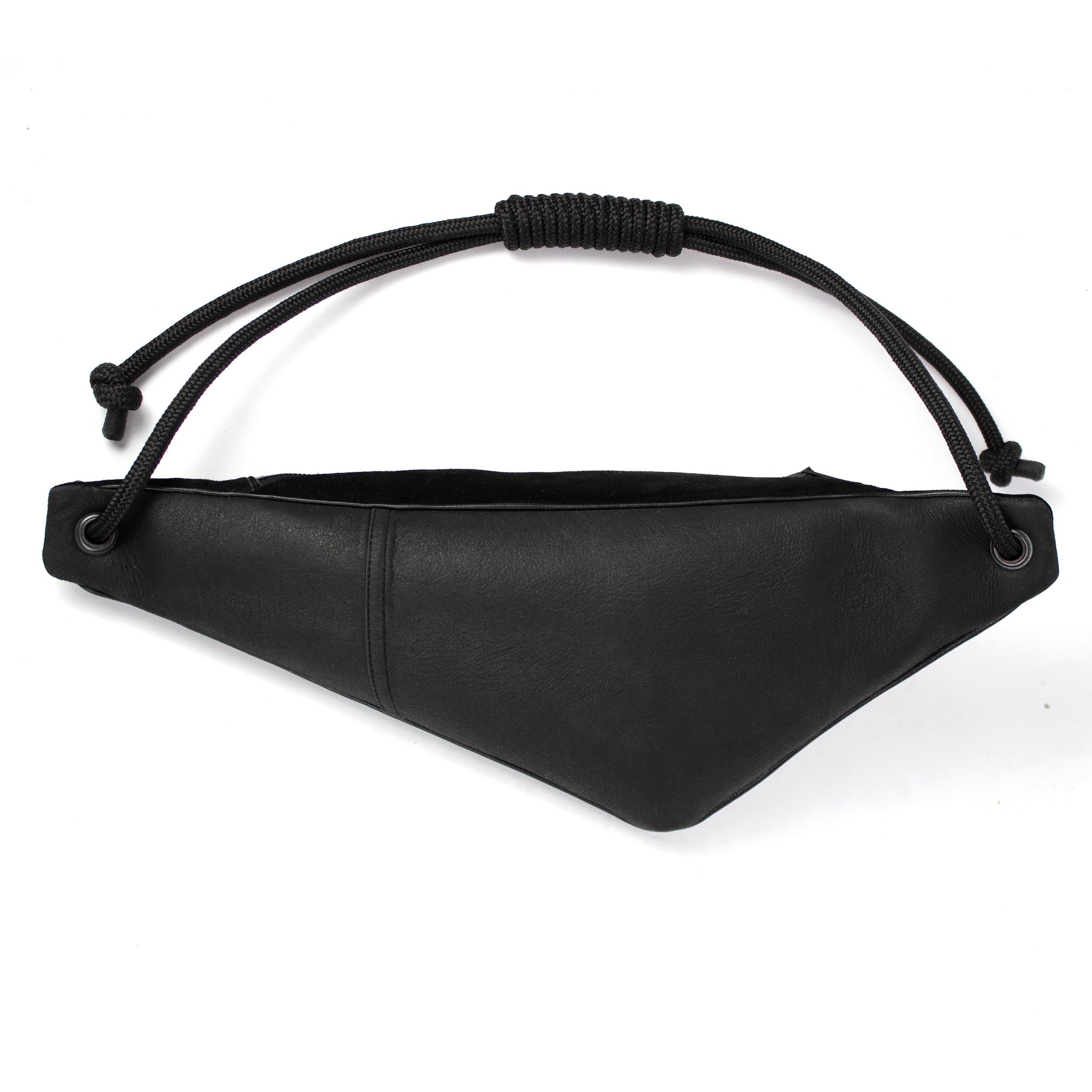 THEO Black suede leather triangle-shaped bum bag