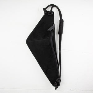 THEO Black suede leather triangle-shaped bum bag