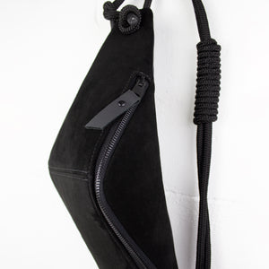 THEO Black suede leather triangle-shaped bum bag