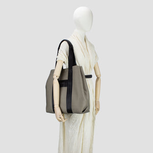 Large sized beige mesh neoprene tote bag