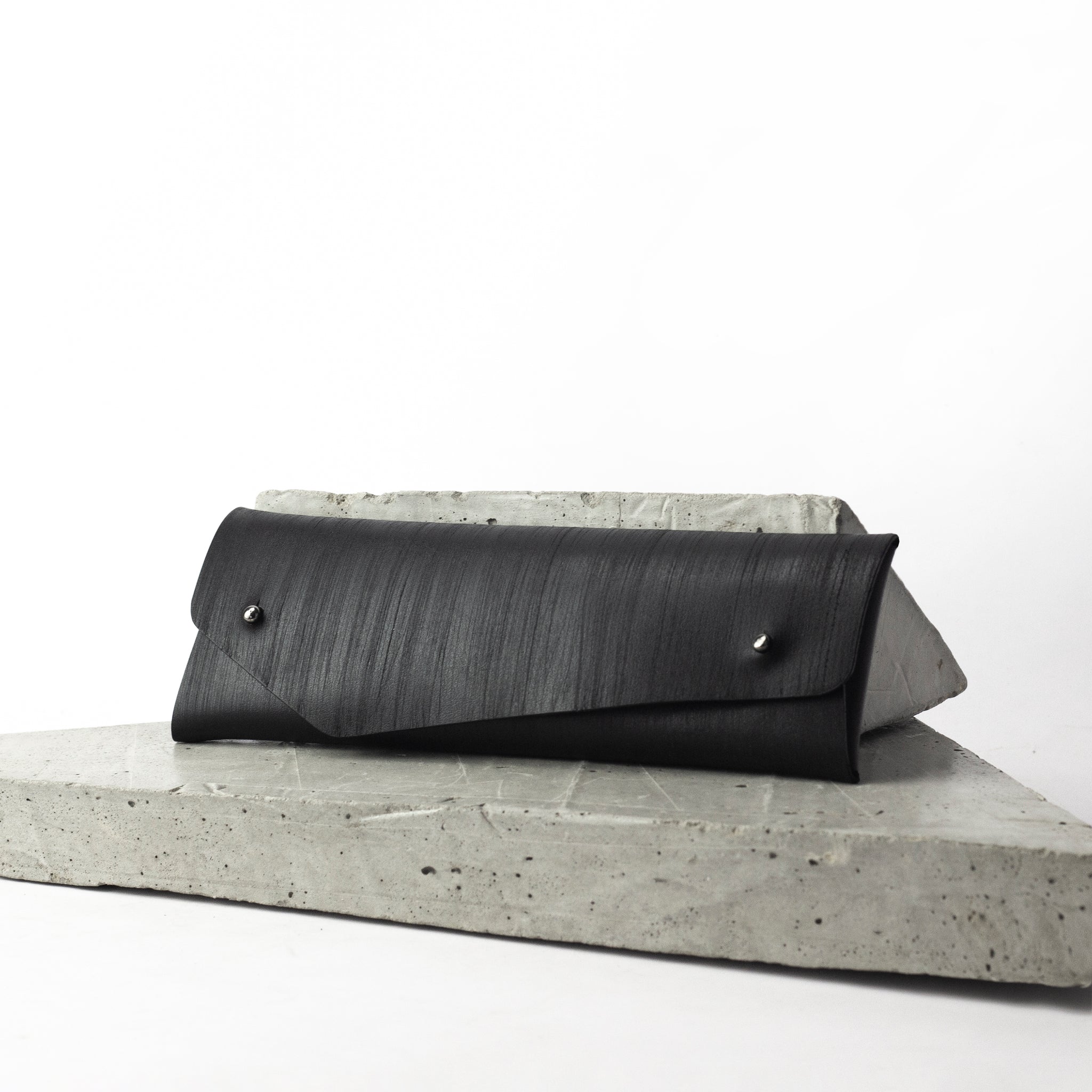 Pencil / glasses case minimal black scratched surface