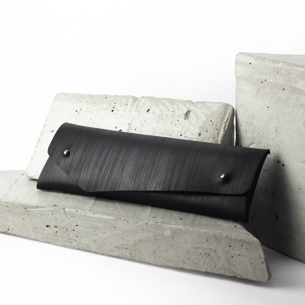 Pencil / glasses case minimal black scratched surface