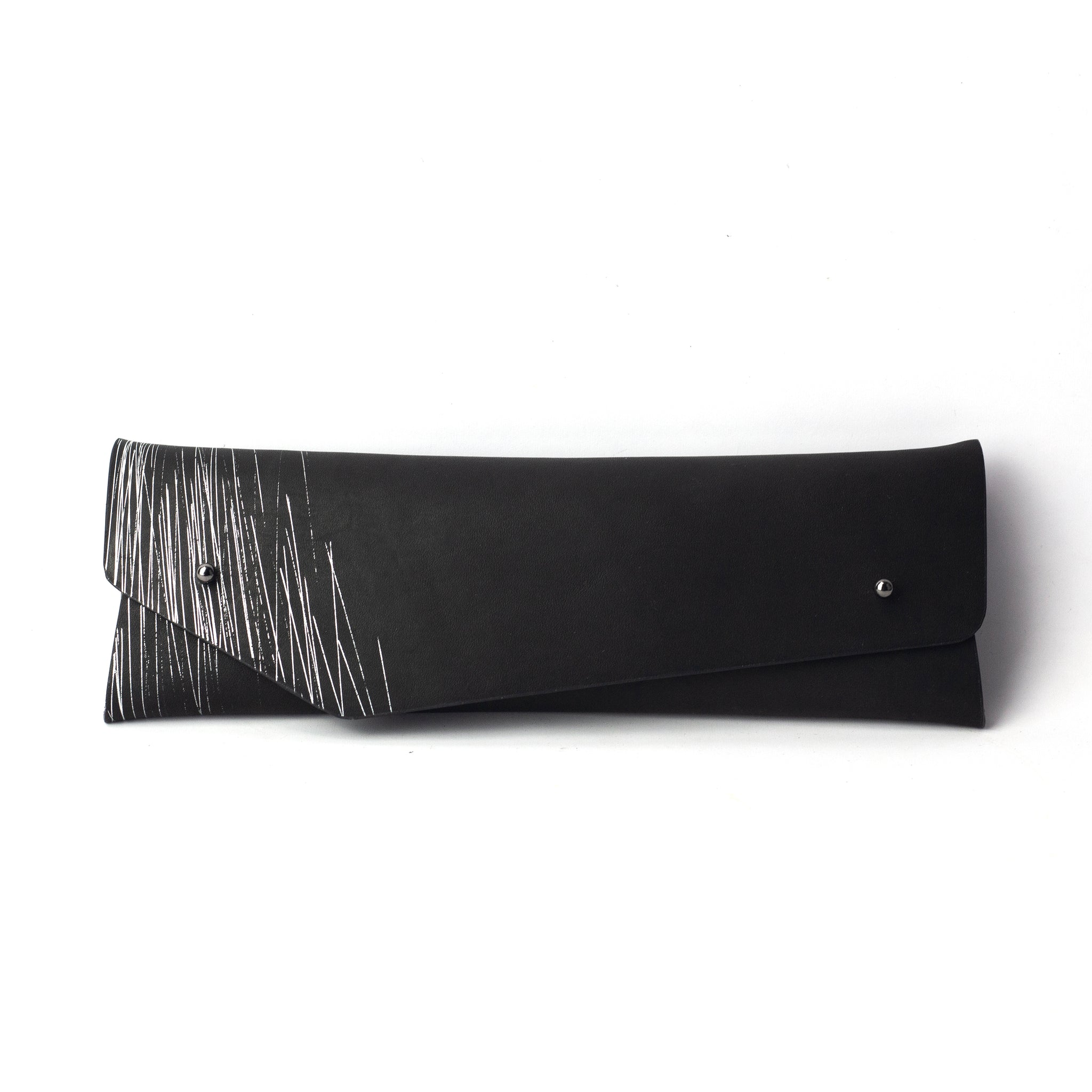 Pencil / glasses case minimal black and silver