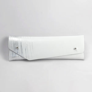 Pencil / glasses case minimal white and silver