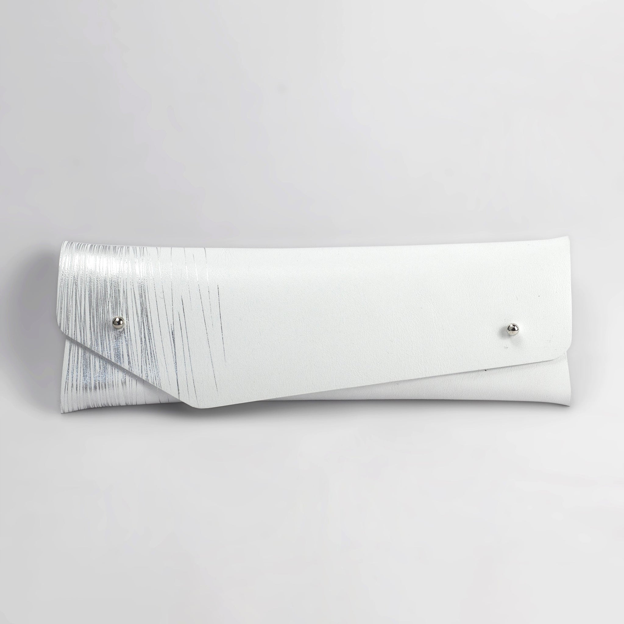Bleistift-/Brillenetui minimal weiß und silber