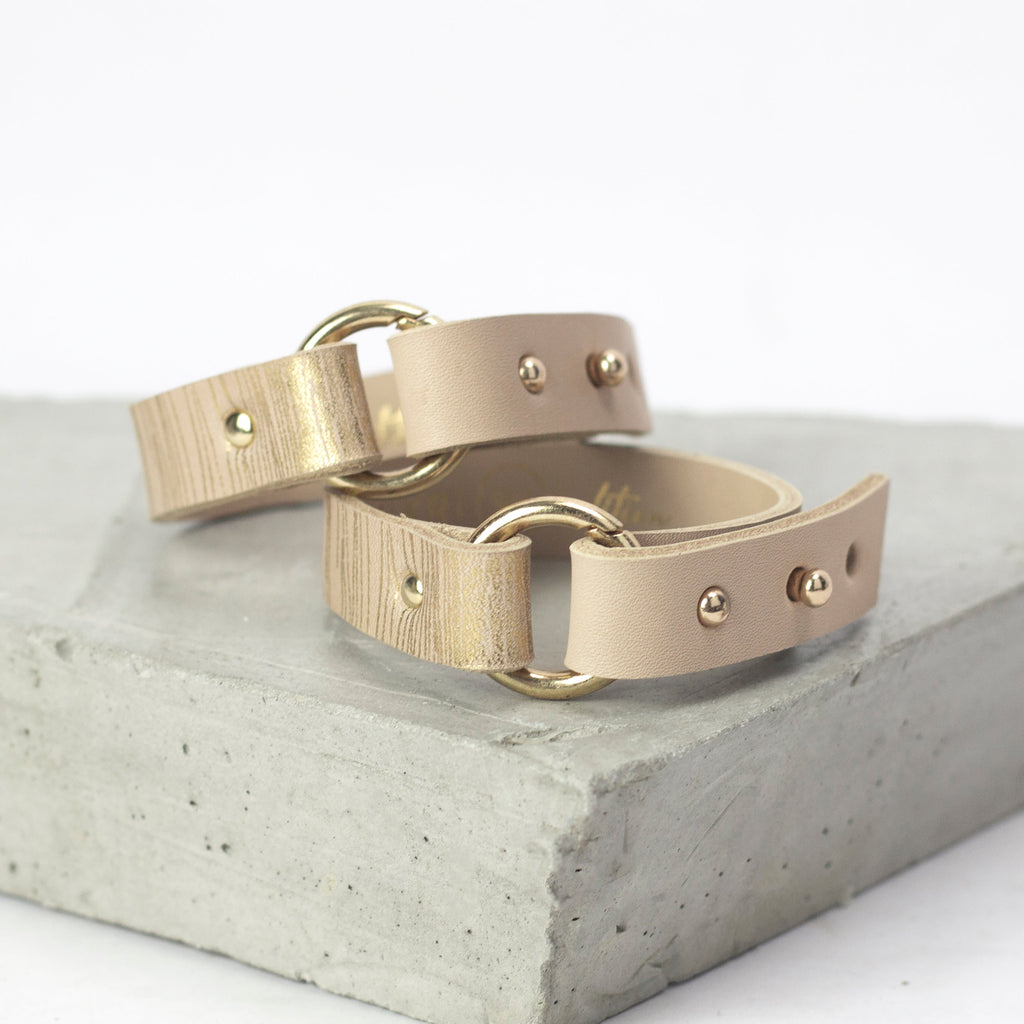 'SUJI' bracelet beige and gold