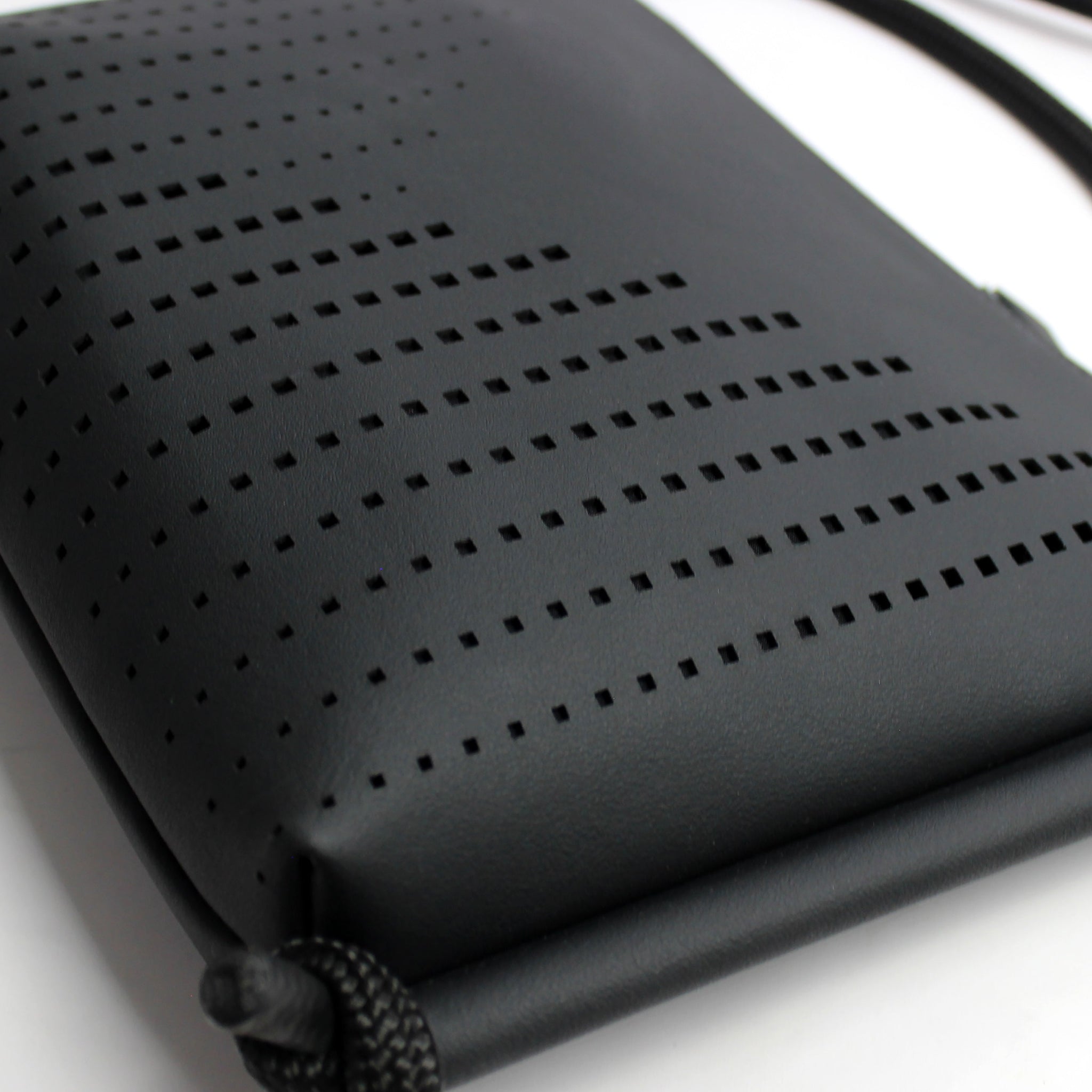 'DINA' Laser Cut Leather Shoulder Bag- Black
