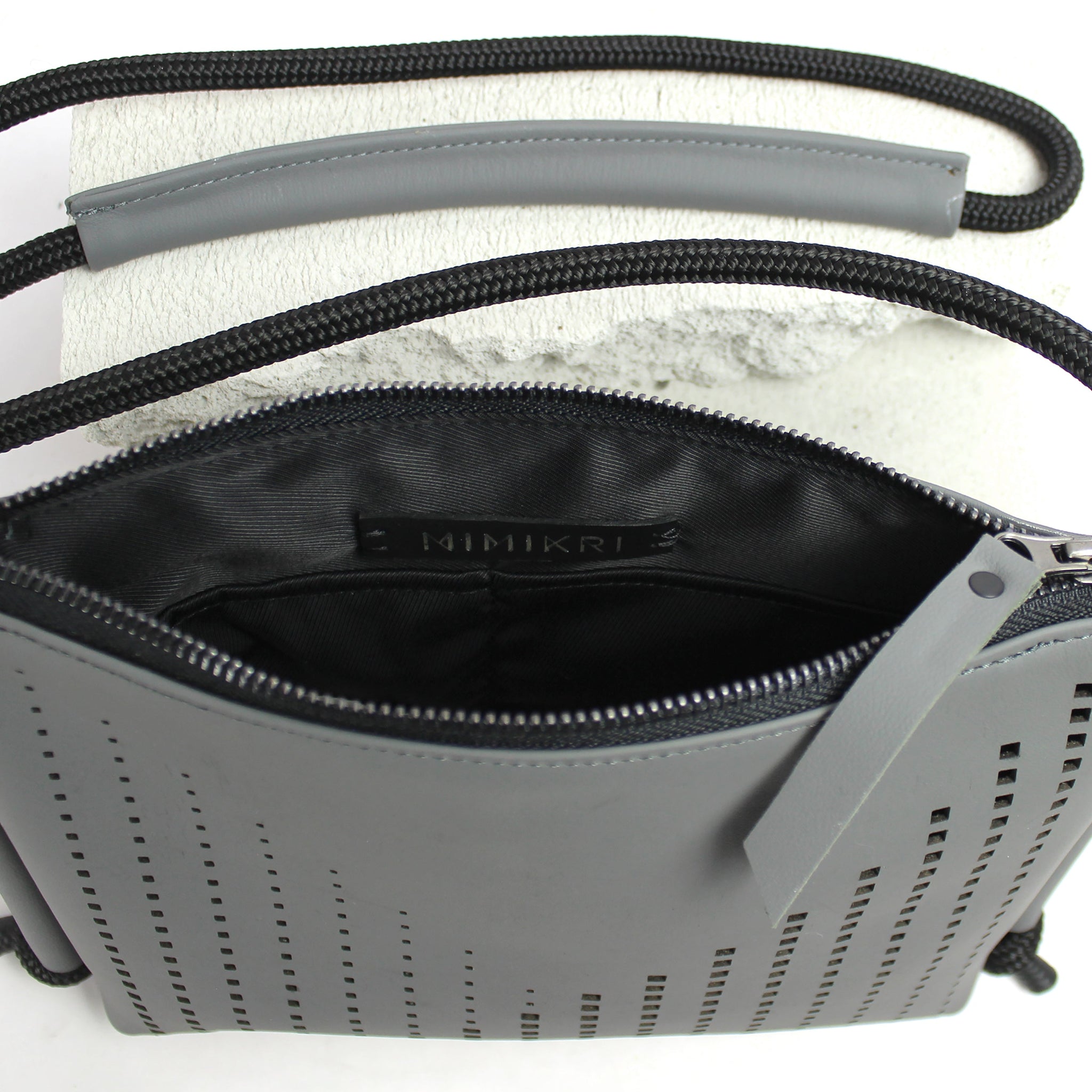 'DINA' Laser Cut Leather Shoulder Bag- Black