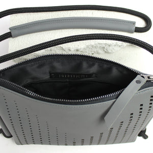 'DINA' Laser Cut Leather Shoulder Bag- Black