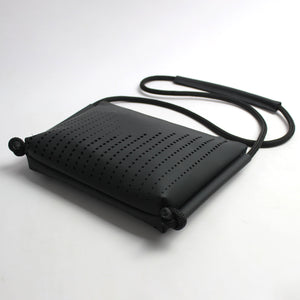 'DINA' Laser Cut Leather Shoulder Bag- Black