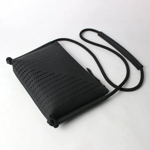 'DINA' Laser Cut Leather Shoulder Bag- Black