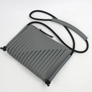 'DINA' Laser Cut Leather Shoulder Bag- Grey