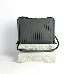 'DINA' Laser Cut Leather Shoulder Bag- Grey