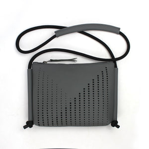 'DINA' Laser Cut Leather Shoulder Bag- Grey