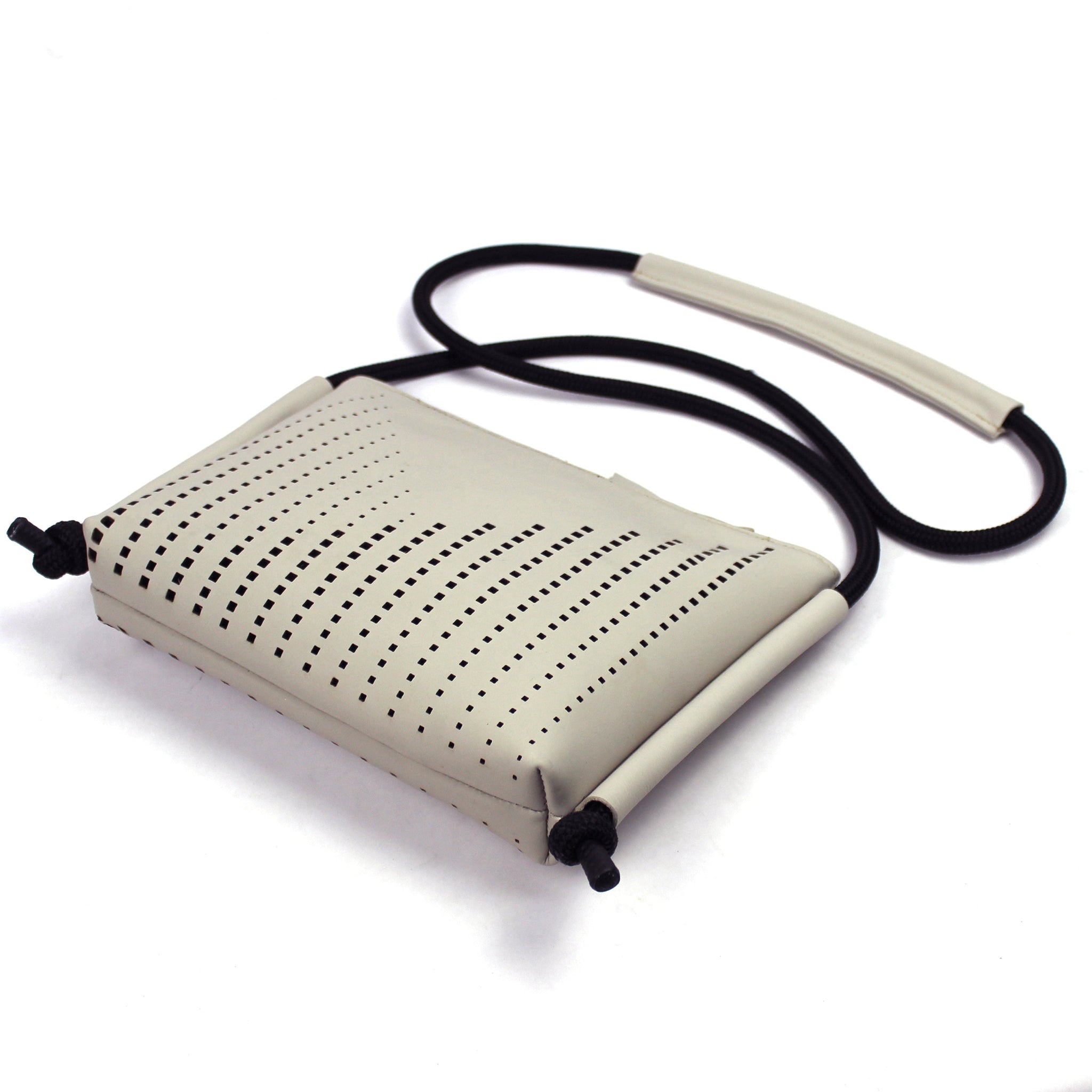 'DINA' Laser Cut Leather Shoulder Bag- Light Beige