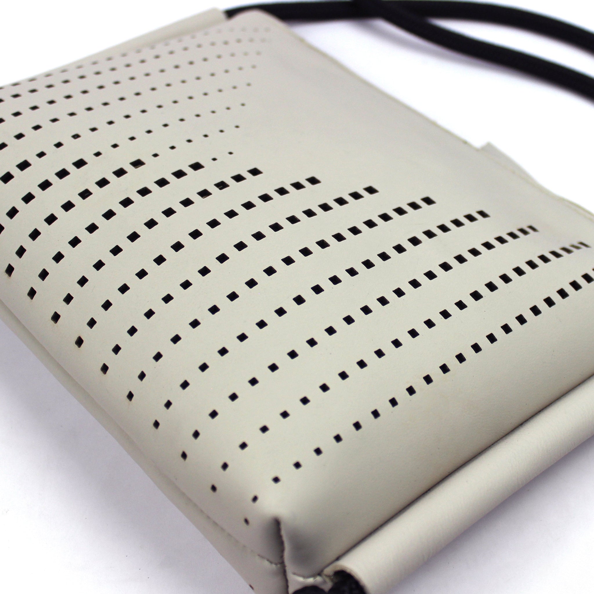 'DINA' Laser Cut Leather Shoulder Bag- Light Beige