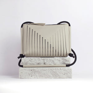 'DINA' Laser Cut Leather Shoulder Bag- Light Beige