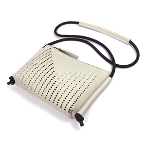 'DINA' Laser Cut Leather Shoulder Bag- Light Beige