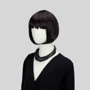 Multistrand-Halsband aus recyceltem Leder / Statement-Halsband mit gedrehten Fransen – Schwarz