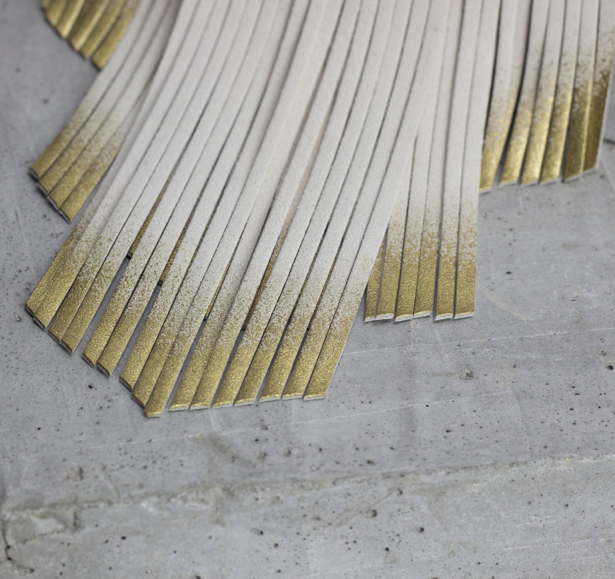 'NOBU' Beige and Gold Leather Fringe Necklace