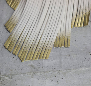 'NOBU' Beige and Gold Leather Fringe Necklace