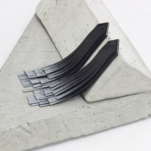 'NOBU' Black and Silver Leather Fringe Earrings