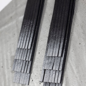 'NOBU' Black and Silver Leather Fringe Earrings