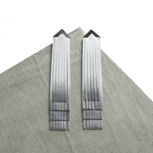 'NOBU' White and Silver Leather Fringe Earrings