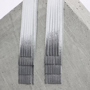 'NOBU' White and Silver Leather Fringe Earrings