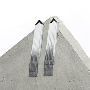 'NOBU' White and Silver Leather Fringe Earrings