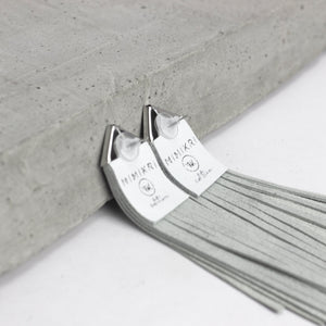 'NOBU' White and Silver Leather Fringe Earrings