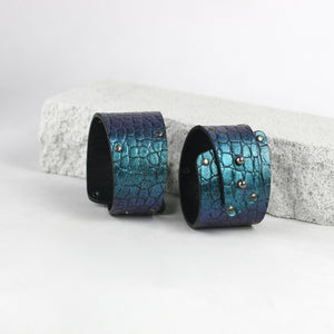 Women's Leather Wide Cuff Bracelet Turquoise