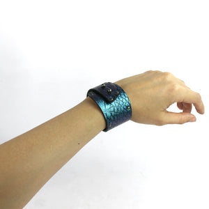Women's Leather Wide Cuff Bracelet Turquoise
