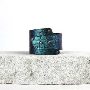 Women's Leather Wide Cuff Bracelet Turquoise