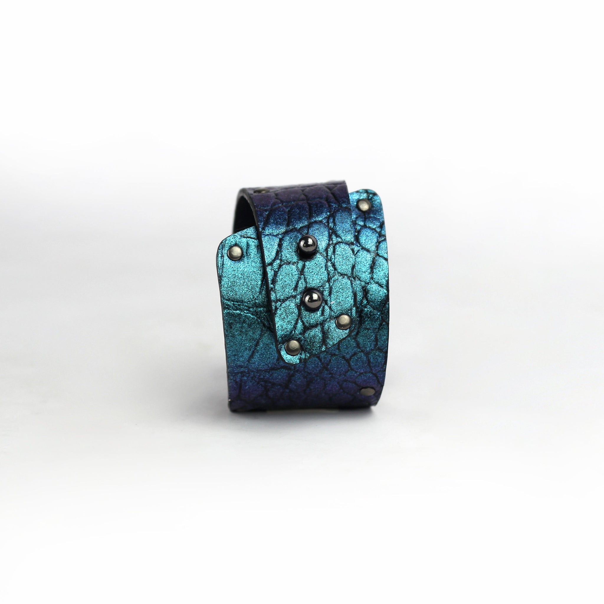 Women's Leather Wide Cuff Bracelet Turquoise