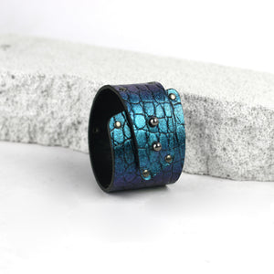 Women's Leather Wide Cuff Bracelet Turquoise