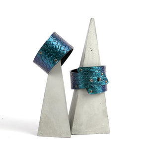 Women's Leather Wide Cuff Bracelet Turquoise