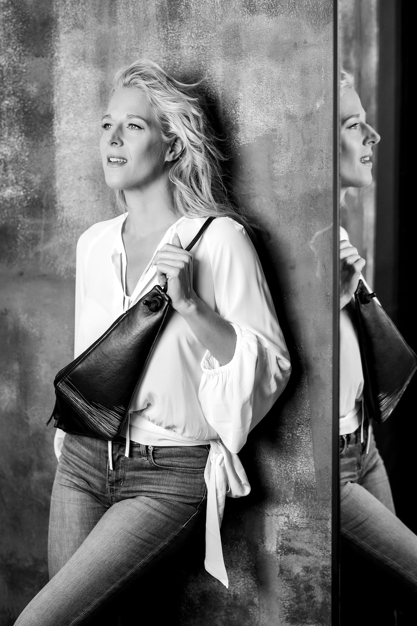 'THEO' Black leather bum bag