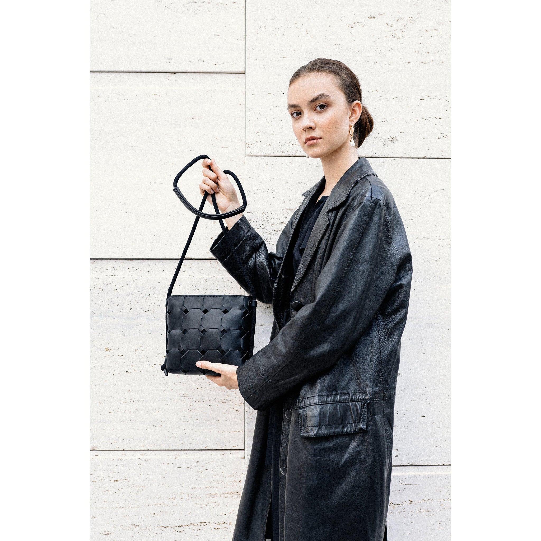 Modular leather clutch black small shoulder bag-beige, beige leather, Clutch, cut out, designer, designer bag, evening bag, evening_bag, geometric, hand_painted, handbag, hollow_out, laser_cut, leather bag, leather clutch, minimal, minimalist, modular, pouch, purse, shoulder bag, small leather bag-Mimikri