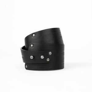 Genuine leather designer bracelet / black cuff double wrap